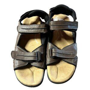Dockers Mens Brown Adjustable Strap Sandals 12M Memory Foam Comfort Footbed